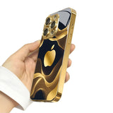 Gold Foil Ink Wash Pattern Electroplated Gold Glass Case for iphone