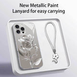 Rose Glass Case with Flower Lanyard for iphone