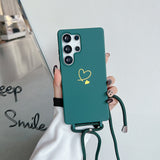 Heart Design Crossbody Strap Shockproof Case for Samsung