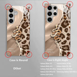 Leopard Print Diamond Snake Glass Case for Samsung