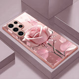 Rose Butterfly Tempered Glass Case for Samsung