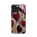 Red Gold Heart Pattern Glass Case for iphone