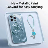 Rose Glass Case with Flower Lanyard for iphone