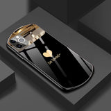Oval Shield Half Mirror Heart Glass Case for iphone
