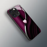 Iridescent Purple Heart Tempered Glass Case for iphone