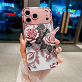 Pink Rose Pattern Glass Case for iphone