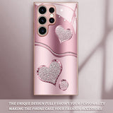 Pink Curved Heart Tempered Glass Case for Samsung