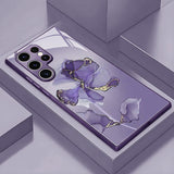 Marble Floral Pattern Glass Case for Samsung