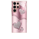 Pink Curved Heart Tempered Glass Case for Samsung