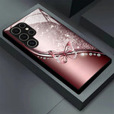 Shimmer Glitter Butterfly Tempered Glass Case for Samsung