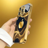 Gold Foil Ink Wash Pattern Electroplated Gold Glass Case for iphone