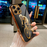 Gold‑Electroplated Glass Black‑Gold Rider Pattern Case for iphone
