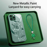 Rose Glass Case with Flower Lanyard for iphone