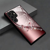 Shimmer Glitter Butterfly Tempered Glass Case for Samsung