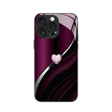 Iridescent Purple Heart Tempered Glass Case for iphone