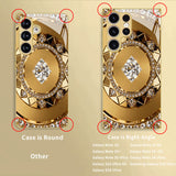 Gold Rhinestone Compass‑Pattern Electroplated Glass Case for Samsung