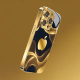 Gold Foil Ink Wash Pattern Electroplated Gold Glass Case for iphone