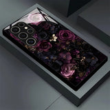 Purple‑Black Eternal Flower Tempered Glass Case for Samsung