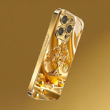 Gold Electroplated Pearl Money Tree Glass Case for iphone