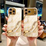 Marble Gold‑Plated Glass Case for iphone