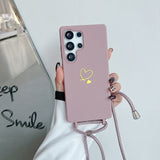 Heart Design Crossbody Strap Shockproof Case for Samsung