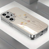 Line Art Colorful Flower Tempered Glass Case for Samsung