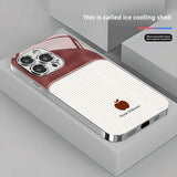 Wine‑Red Contrast Glass Case for iphone