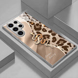 Leopard Print Diamond Snake Glass Case for Samsung