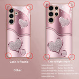 Pink Curved Heart Tempered Glass Case for Samsung