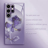 Marble Floral Pattern Glass Case for Samsung