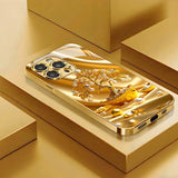 Gold Electroplated Pearl Money Tree Glass Case for iphone