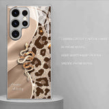 Leopard Print Diamond Snake Glass Case for Samsung