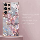 Sparkle Diamond Butterfly Pattern Glass Case for Samsung