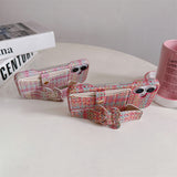 Woven‑Texture Heart Card Holder Wrist Strap Case for iphone