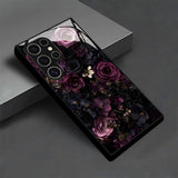 Purple‑Black Eternal Flower Tempered Glass Case for Samsung