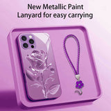 Rose Glass Case with Flower Lanyard for iphone