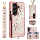 Shockproof Flower Case with Card Holder & Lanyard for Samsung Z Fold