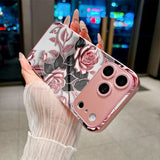 Pink Rose Pattern Glass Case for iphone
