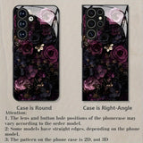 Purple‑Black Eternal Flower Tempered Glass Case for Samsung