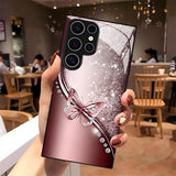 Shimmer Glitter Butterfly Tempered Glass Case for Samsung