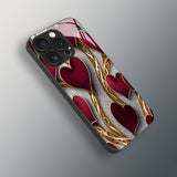 Red Gold Heart Pattern Glass Case for iphone