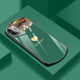 Oval Shield Half Mirror Heart Glass Case for iphone