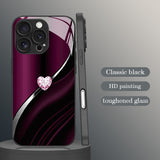 Iridescent Purple Heart Tempered Glass Case for iphone