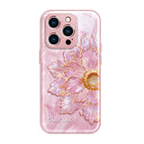 Yarn‑Texture Pink Floral Case with Lanyard for iphone
