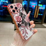 Pink Rose Pattern Glass Case for iphone