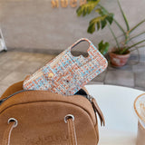 Woven‑Texture Heart Card Holder Wrist Strap Case for iphone