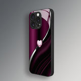 Iridescent Purple Heart Tempered Glass Case for iphone