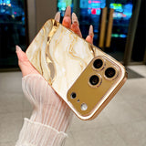Marble Gold‑Plated Glass Case for iphone