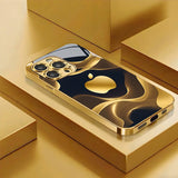 Gold Foil Ink Wash Pattern Electroplated Gold Glass Case for iphone