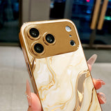 Marble Gold‑Plated Glass Case for iphone